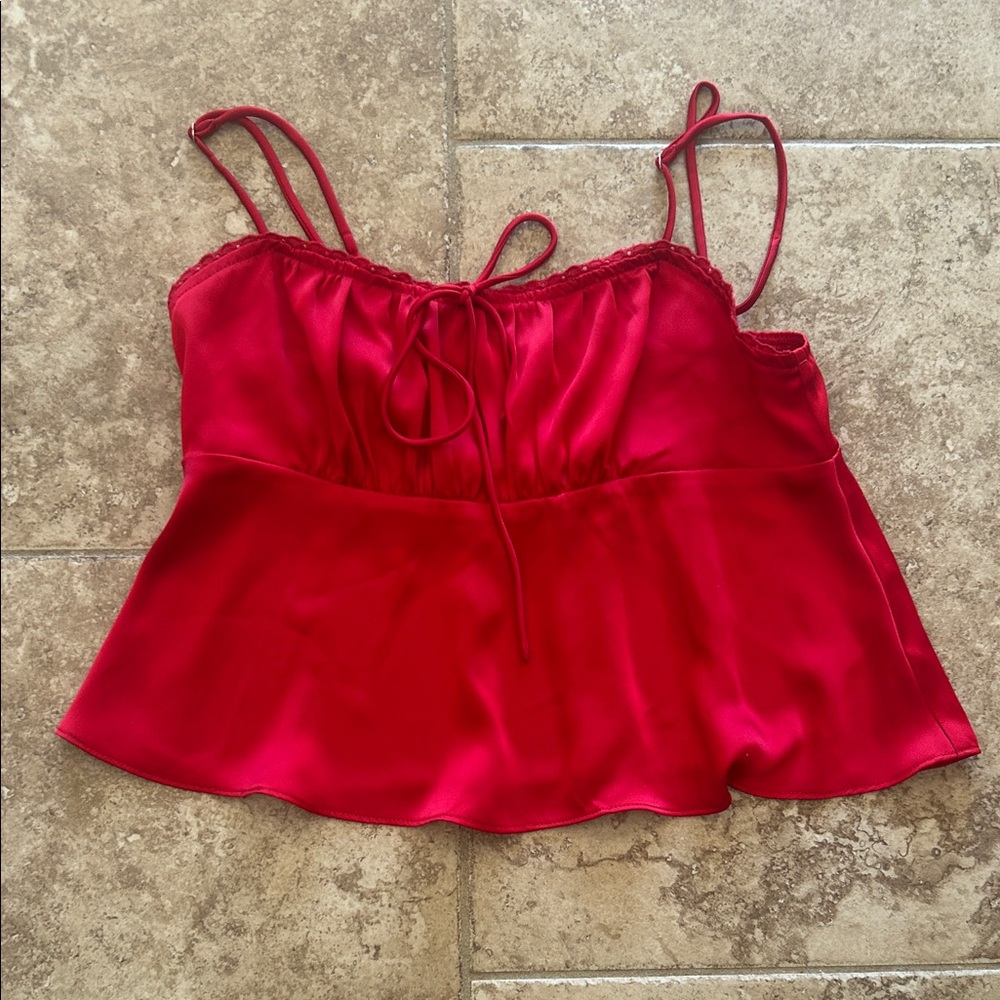 La Hearts Vibrant Red Satin Camisole